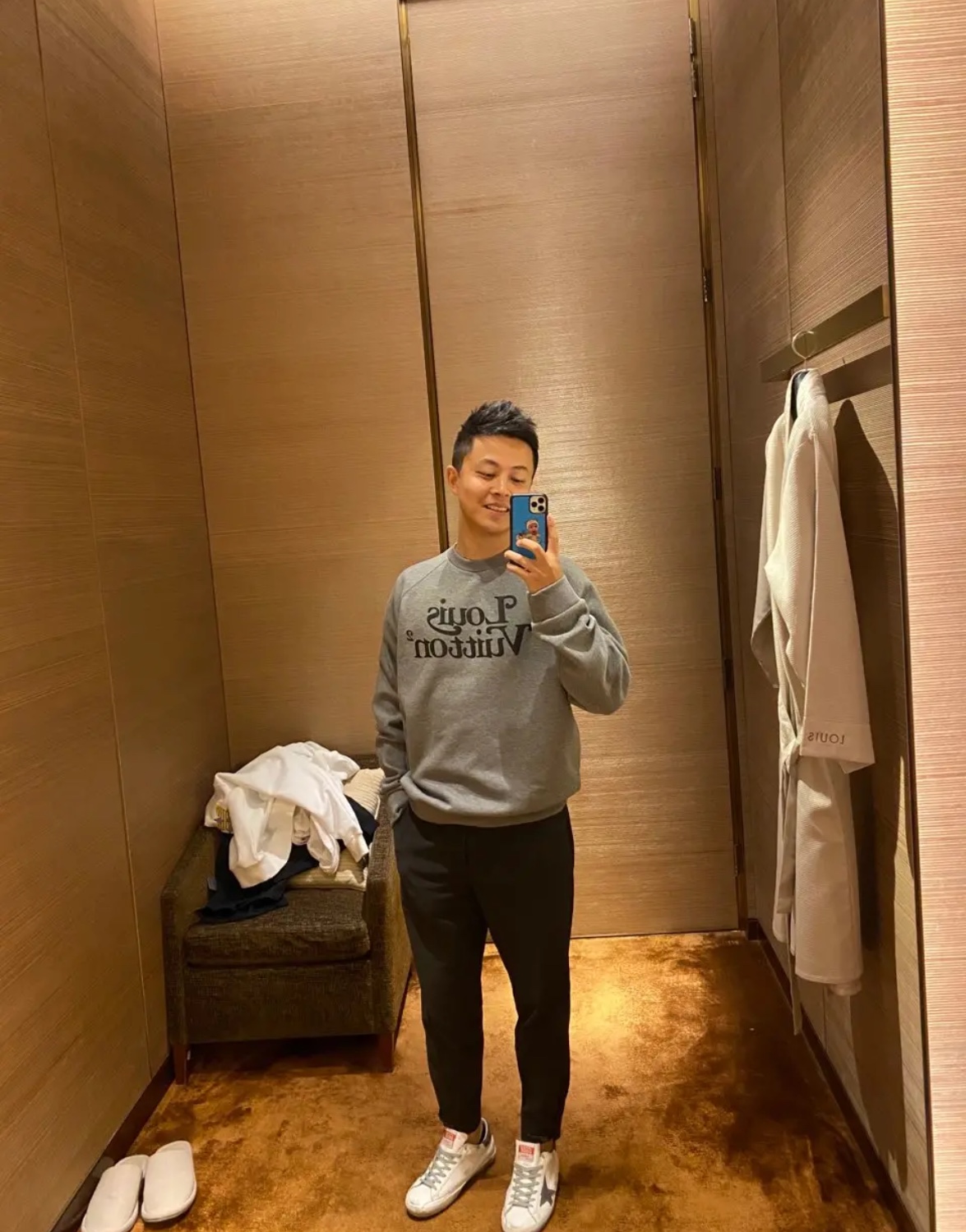 L× Nigo Edition Grey Raglan Sleeve Crew Neck Hoodie