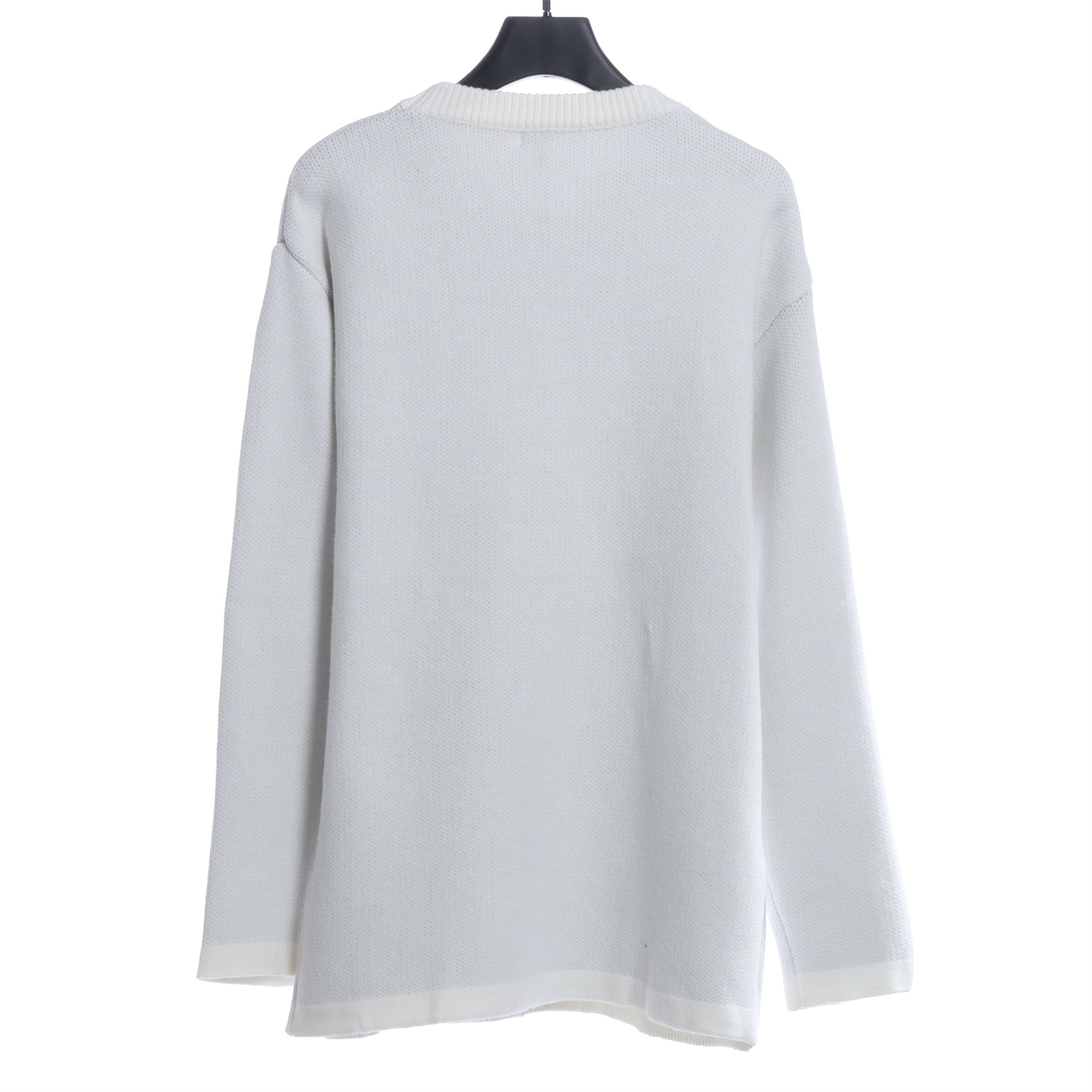 Loevve 22FW pocket four-leaf clover jacquard crew neck sweater