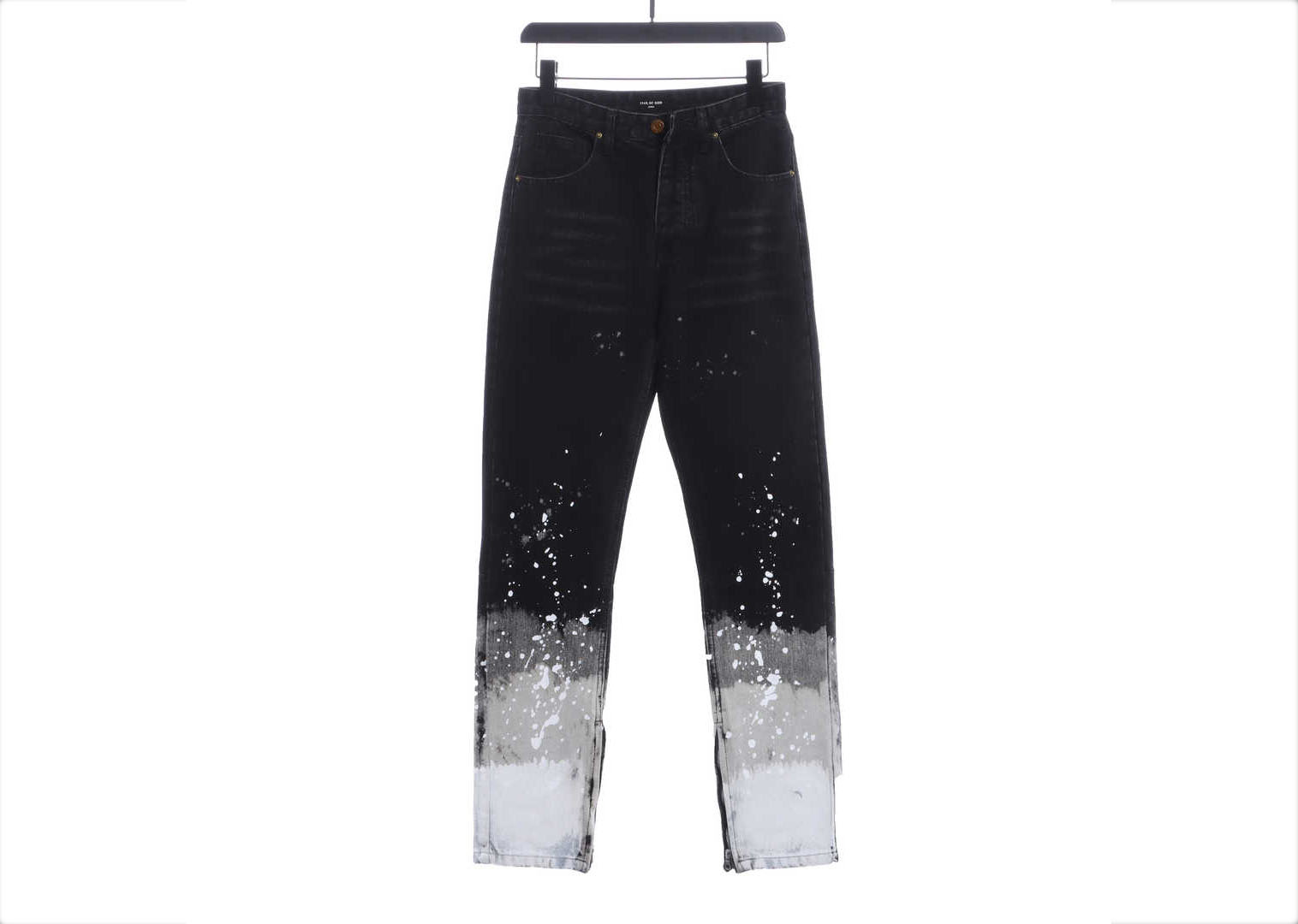 FOG Season 5 Washed Old Black Splashed Ink Slim Fit Small Feet Zipper Jeans