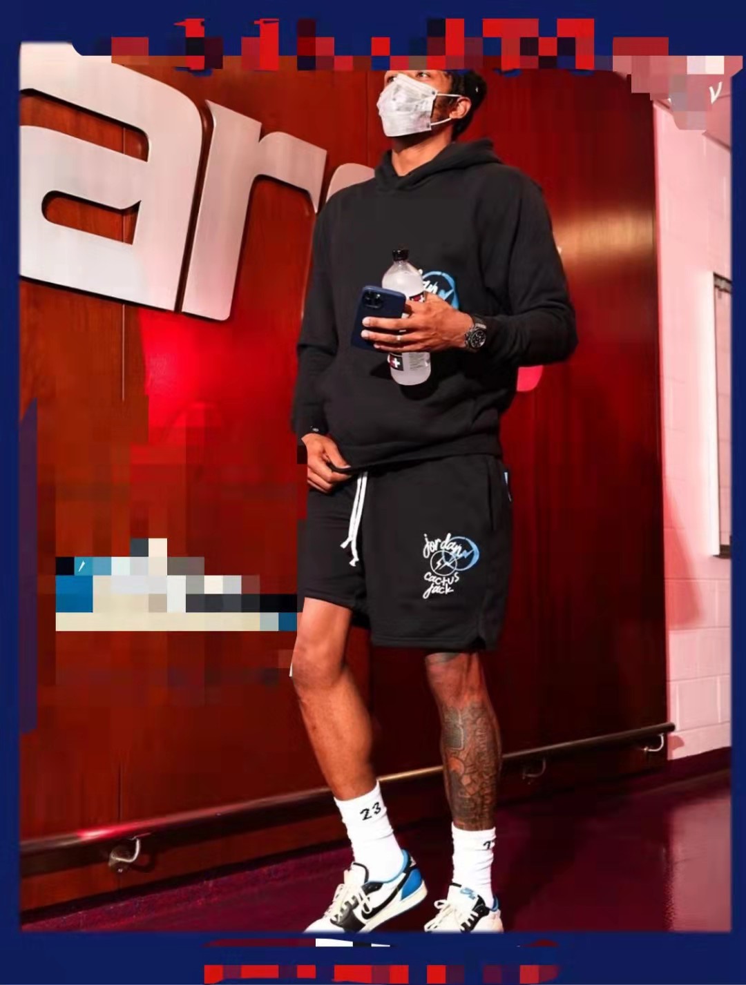 AJ x Travis ScottxFragment Design Triple Joint AJ Portrait Lightning ⚡️Logo Print Hoodie