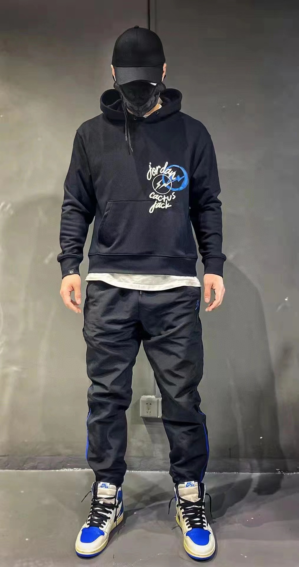 Jordan TS lightning tripartite joint portrait print hoodie