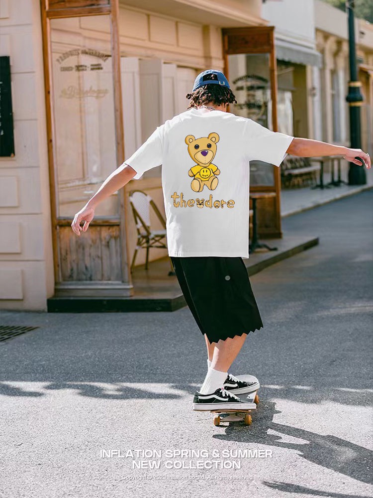 Drew cartoon fun bear printing short sleeves