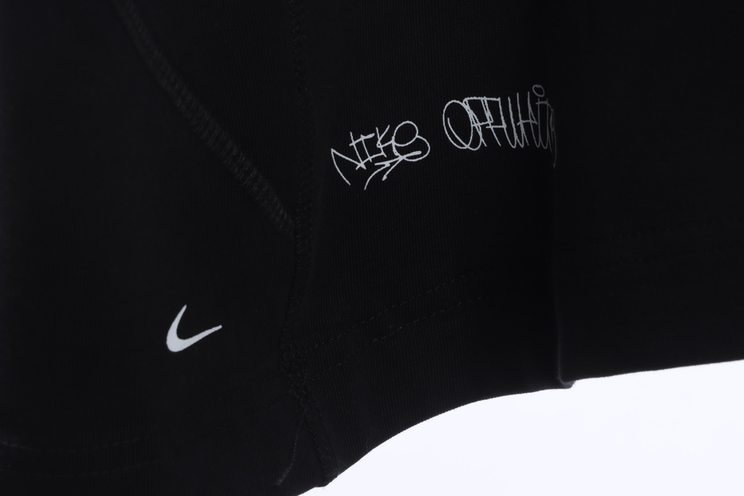 Nike co-OW asymmetrical hem letter printing short sleeves