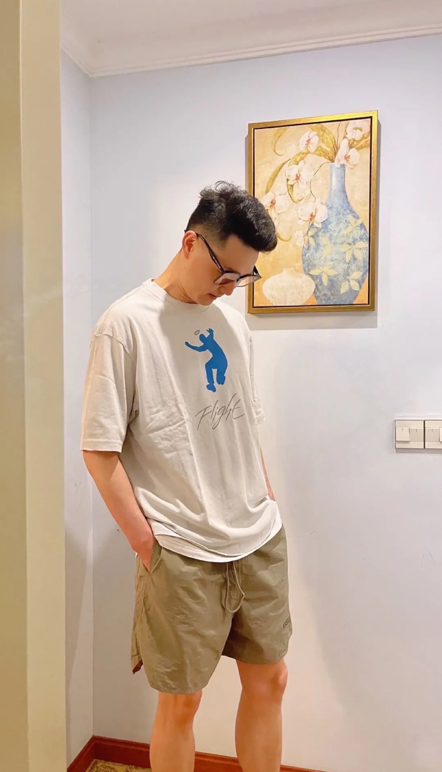 Aj UNION character letter print short sleeve