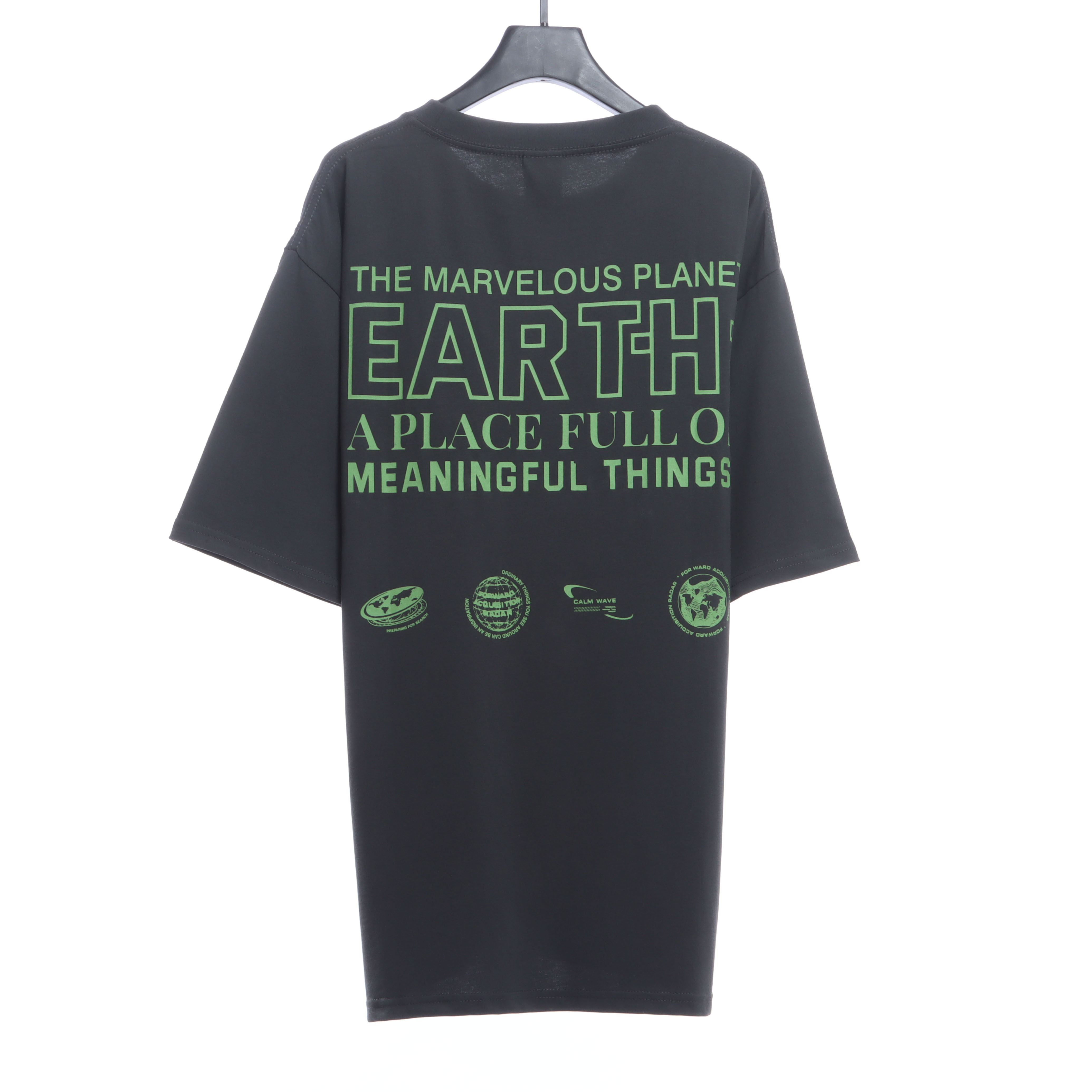 FAR.ARCHIVE Green Letter Print Short Sleeve T-Shirt