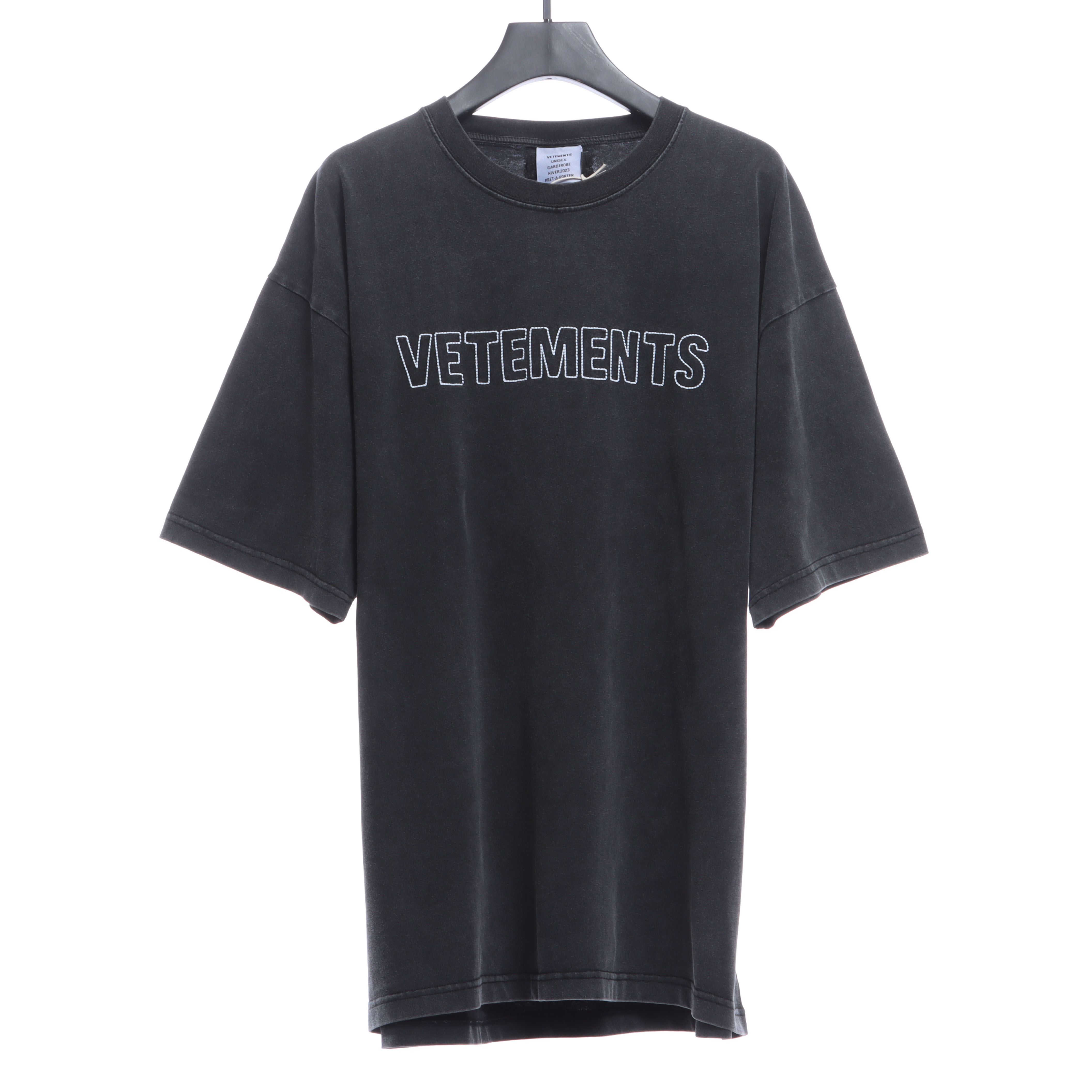 Vetements 23SS Washed Letter Embroidered Short Sleeve T-Shirt