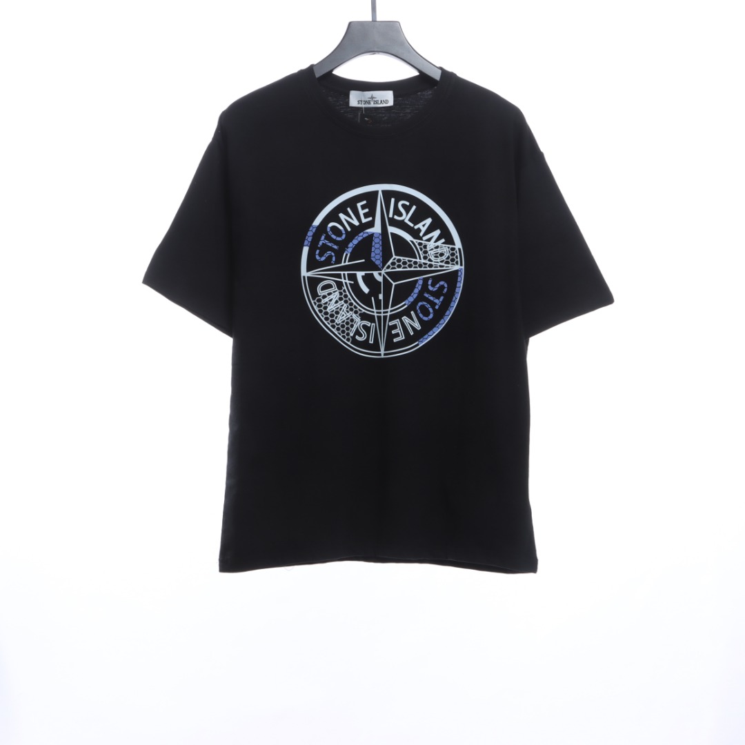 Stone Island Grid Compass Print Short Sleeve