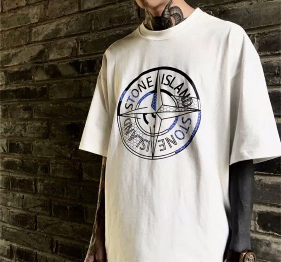 Stone Island Grid Compass Print Short Sleeve