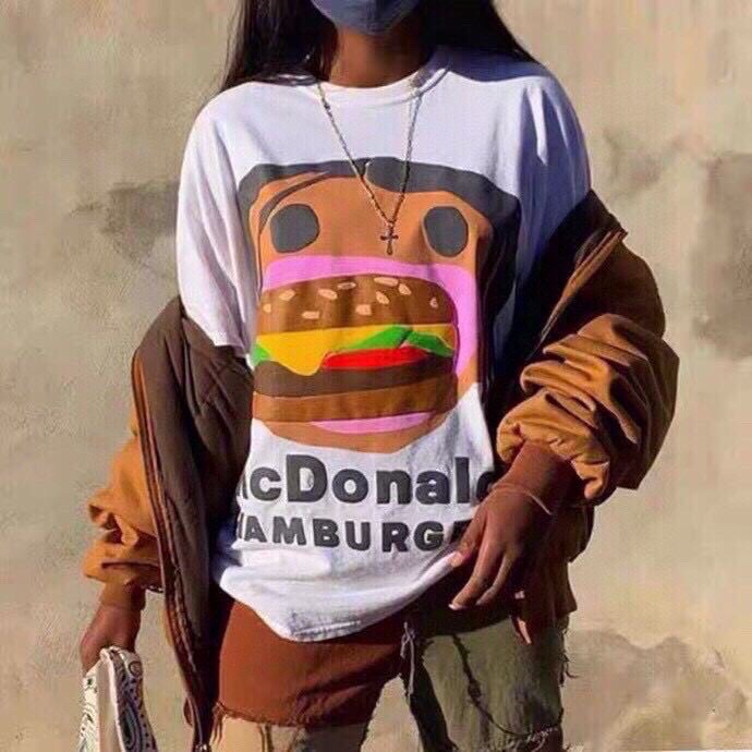 Travis Scott Foam hamburger mouth pattern short sleeves