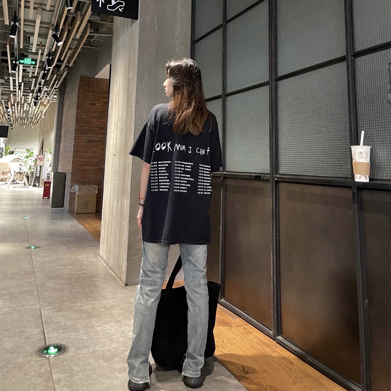 Travis Scott Cactus Jack Astroworld Logo solid color letter printing short sleeves