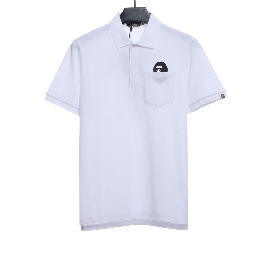 BAPE back colorful letter printing POLO short sleeves