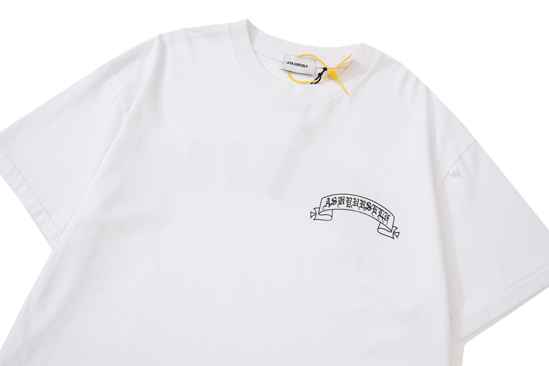 ASKYURSELF Make an old worn-out letter LOGO printed short-sleeved T-shirt