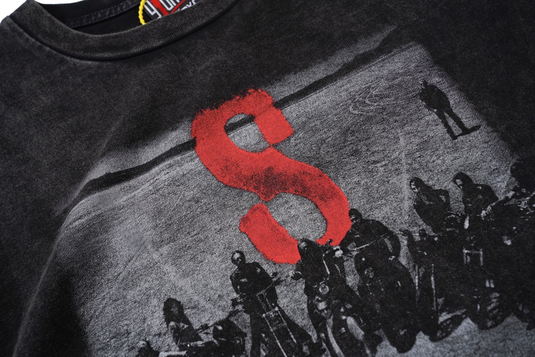 VINTAGE The son of chaos makes old retro printed short-sleeved T-shirts