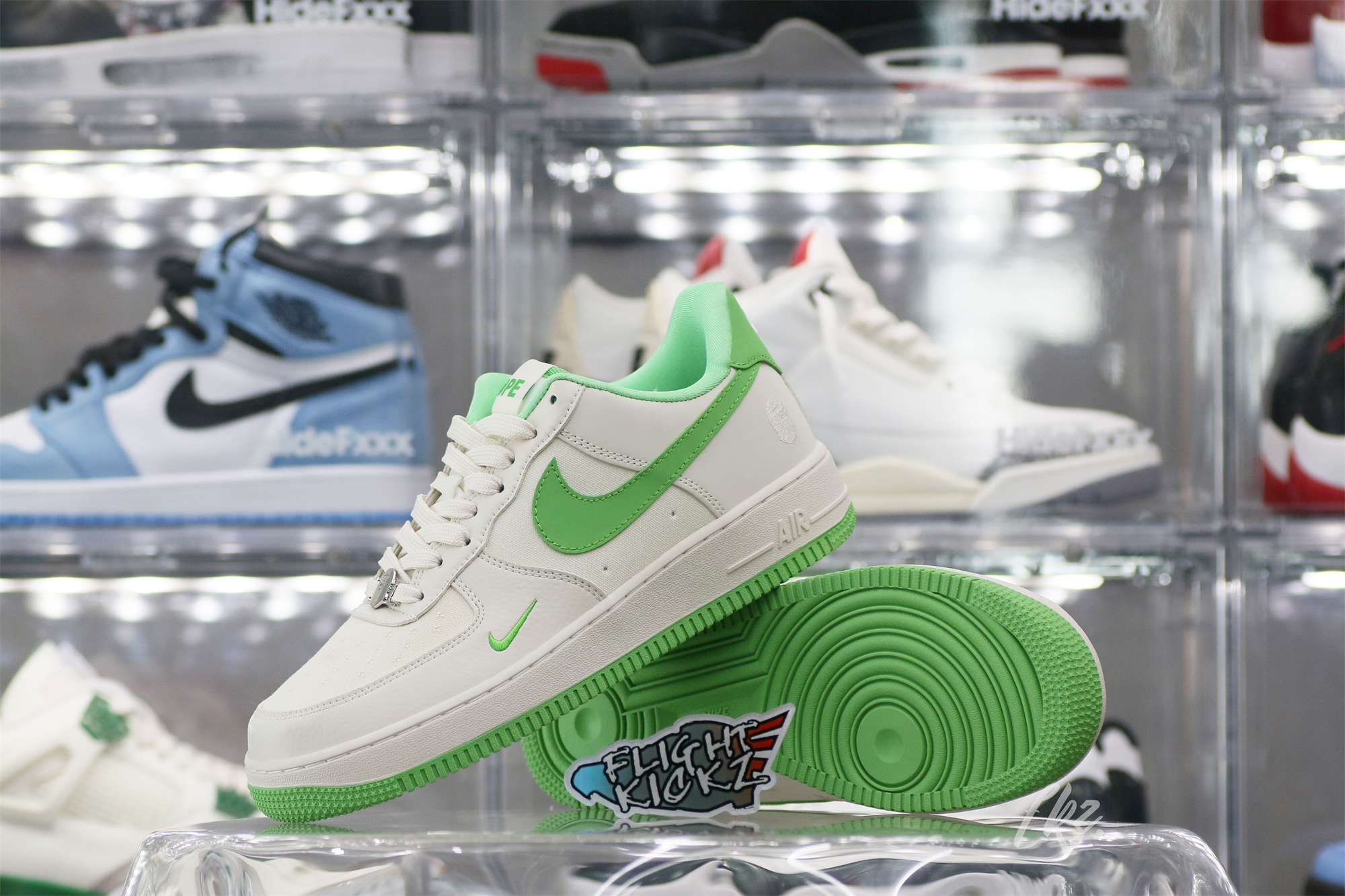 Bape X Nike Air Force 1 White Green Custom shoes