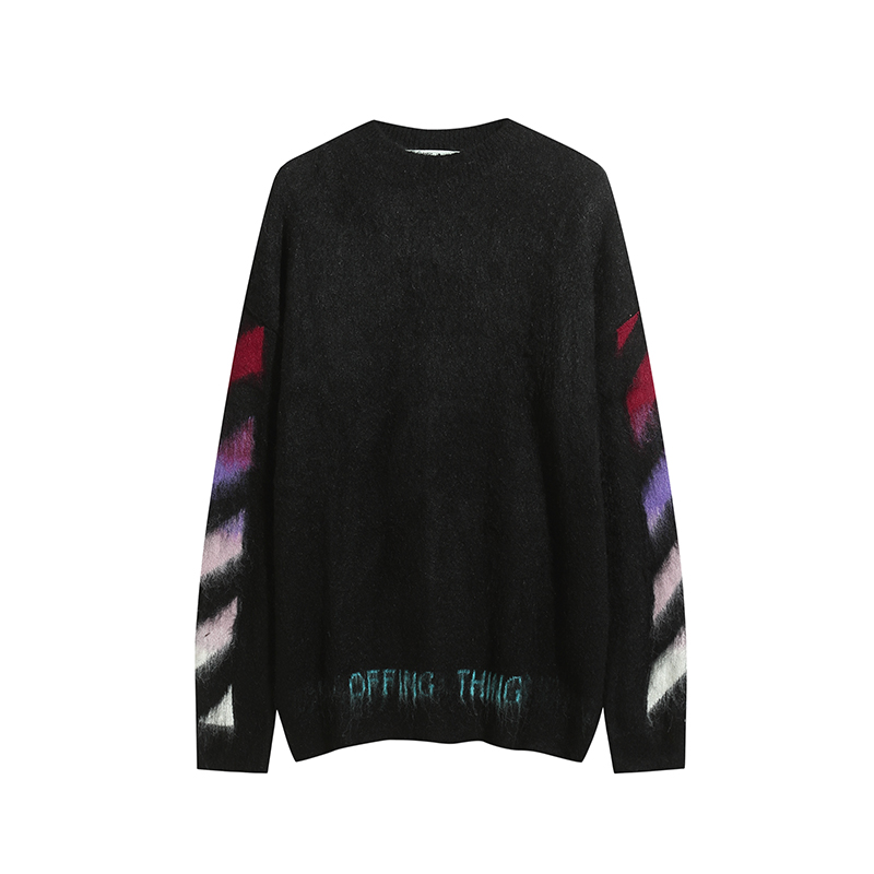 Off White black and red color-block long-sleeve sweater