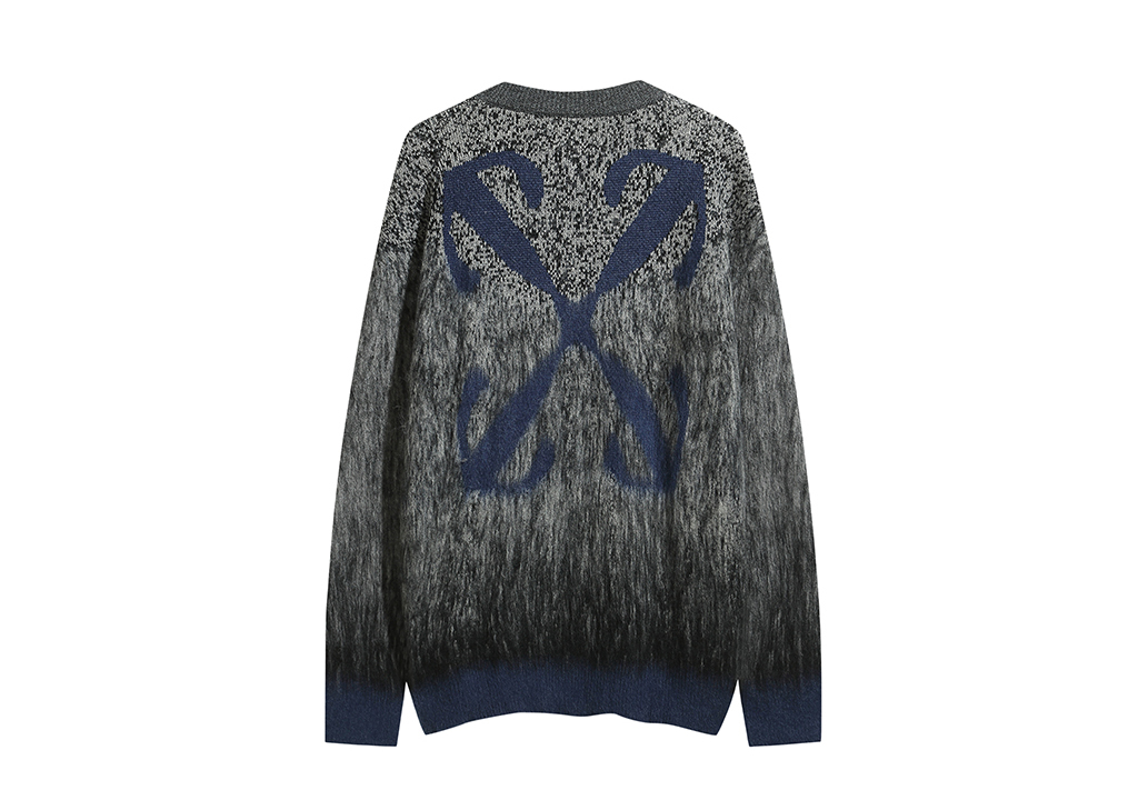 Off White black and red color-block long-sleeve sweater