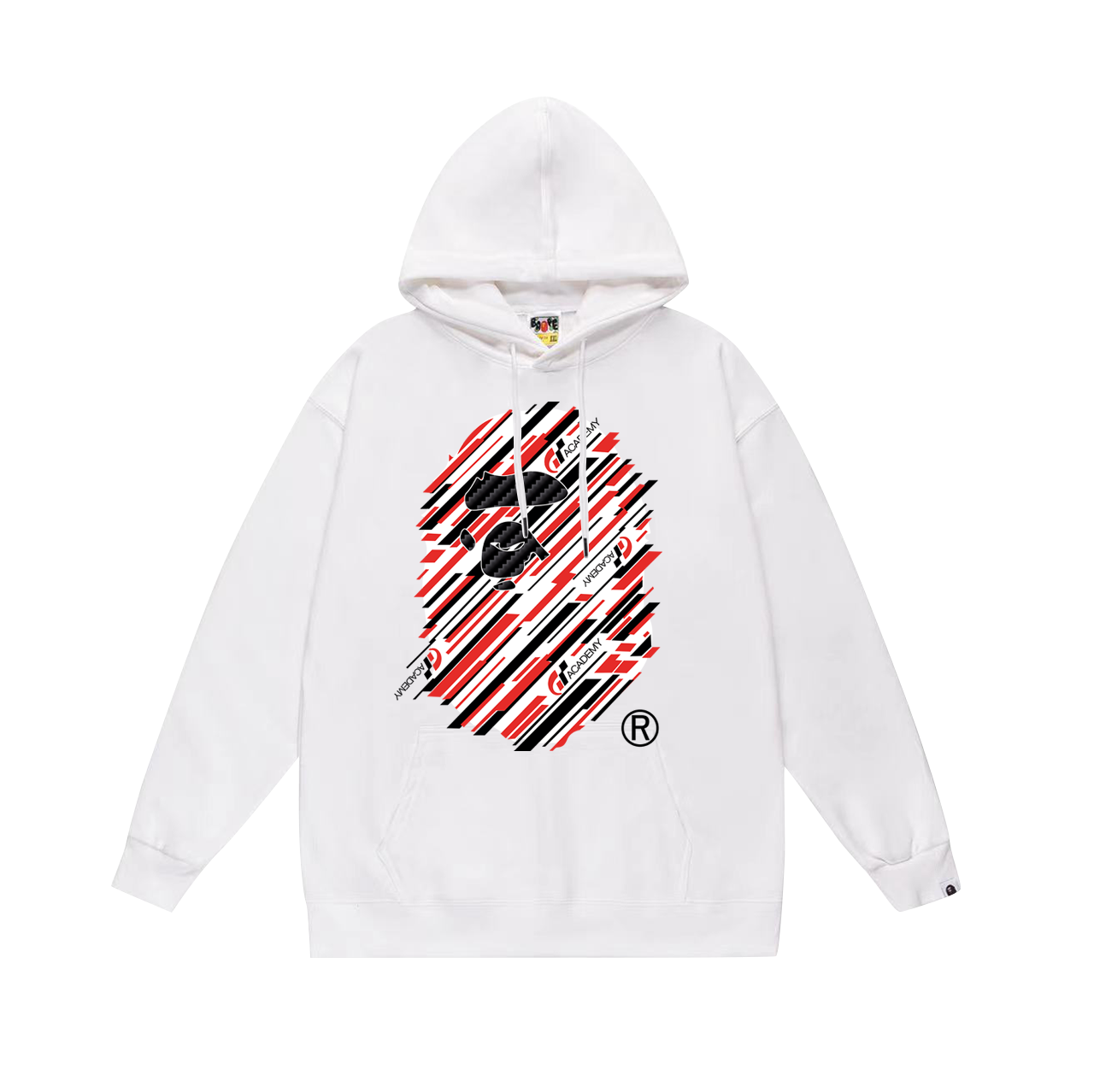 BAPE × Gran Turismo collaboration diagonal-striped Ape Head logo hoodie