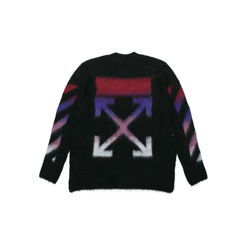 Off White black and red color-block long-sleeve sweater