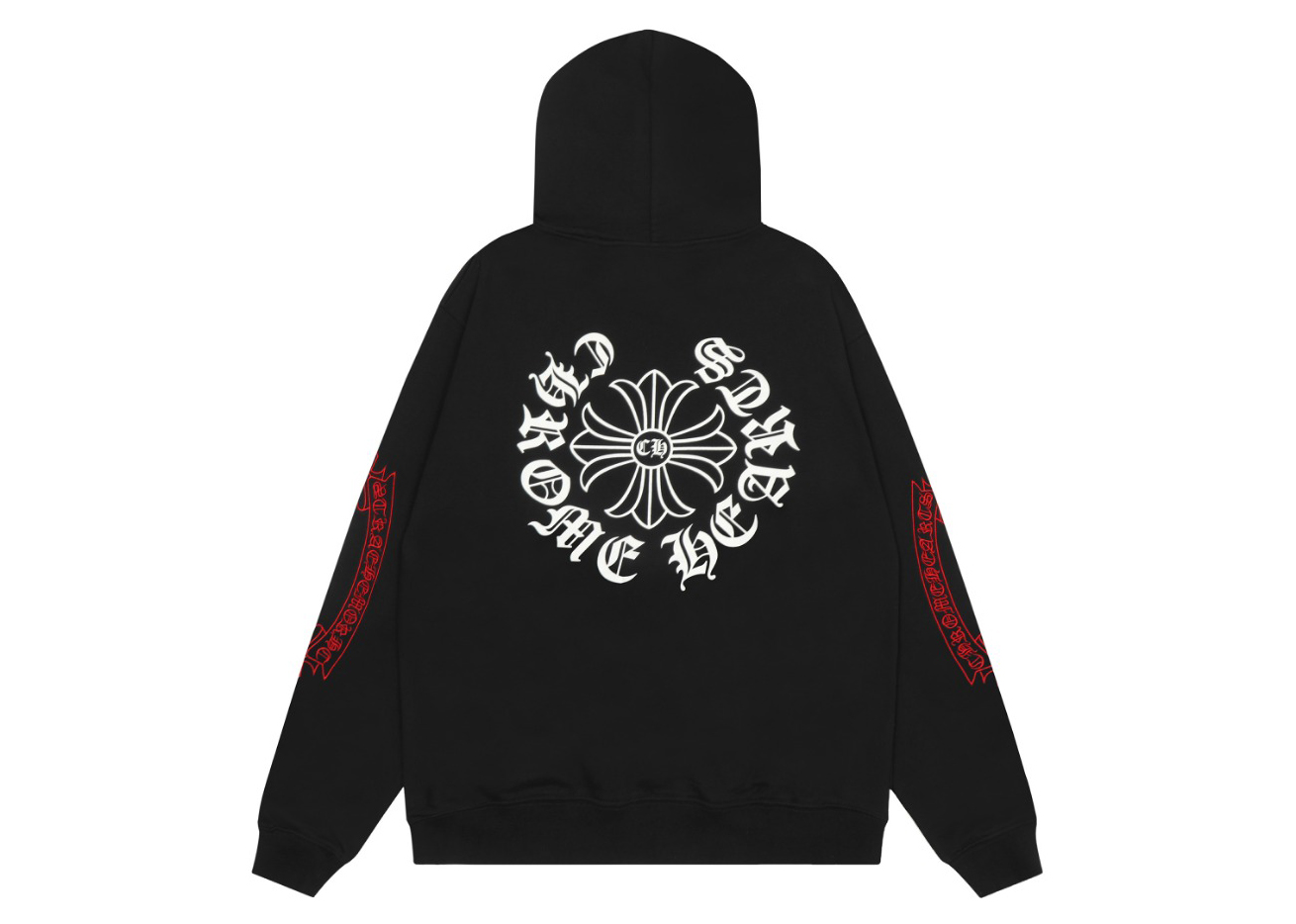 Ch*0me He**ts embroidered and printed heavy-duty hoodie in black