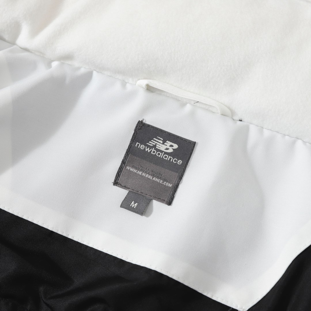 New Balance Solid-color Fur-trimmed Mid-length Hooded Down Jacket