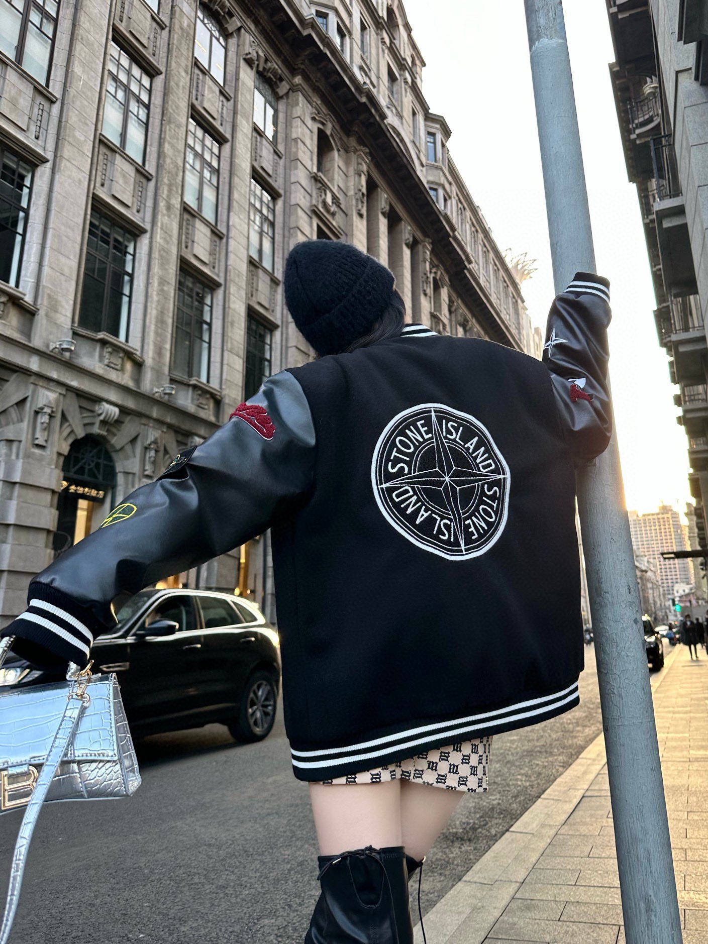 Stone 1Sland stone island splicing baseball tweed jacket